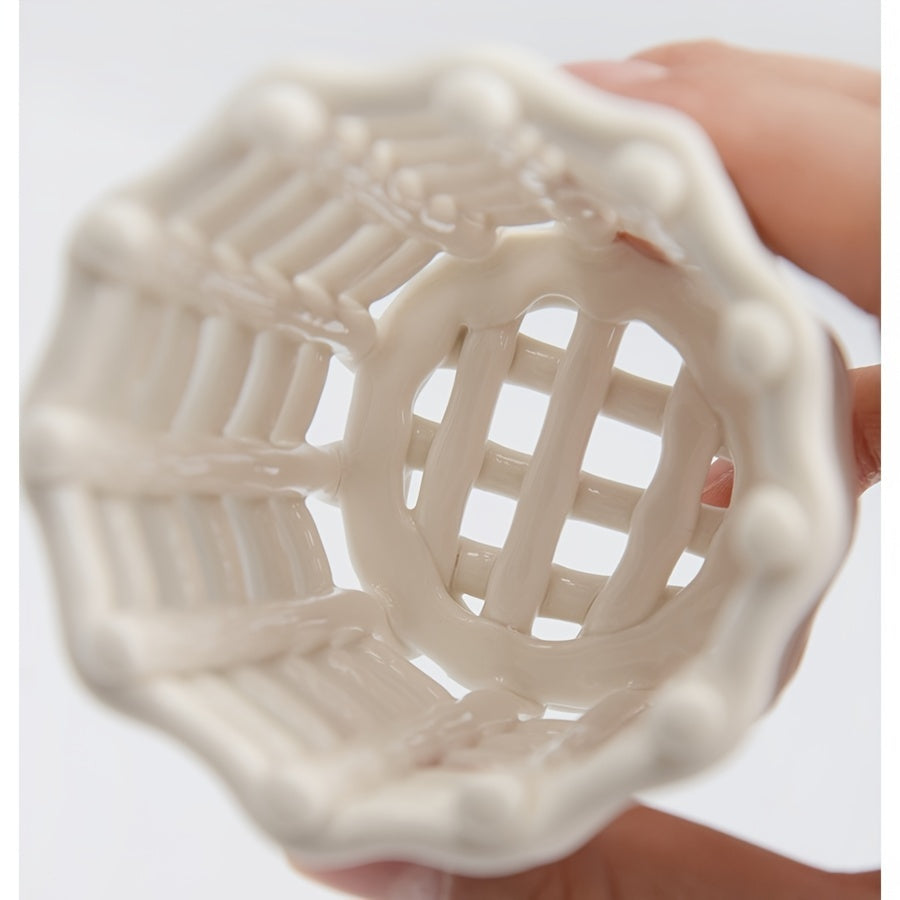 1Pc Hand Woven Ceramic Toothbrush Holder - Freestanding Toothpaste Storage Container for Bathroom Accessories, Non-Electric Organizer