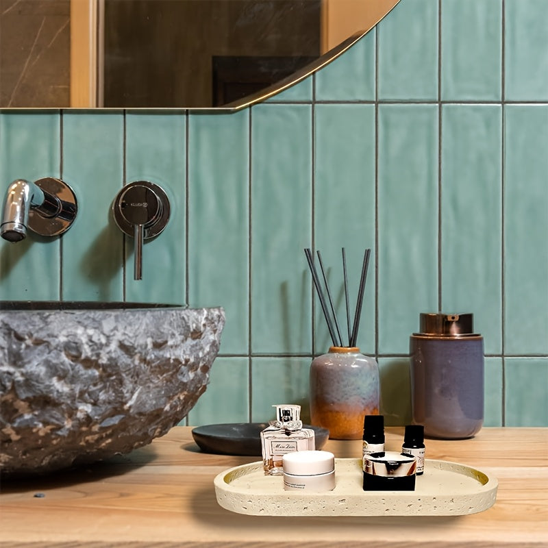 Bathroom Accessories Set, 4PCS Modern Beige Bathroom Accessory Set With Soap Dispenser, Mouthwash Cup & Toothbrush Holder, Tray.