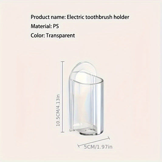 Wall-Mounted Electric Toothbrush Holder with Self-Adhesive Installation - Transparent Durable Plastic Bathroom Organizer, Space-Saving Modern Design for Electric & Manual Toothbrushes, Bathroom Accessories