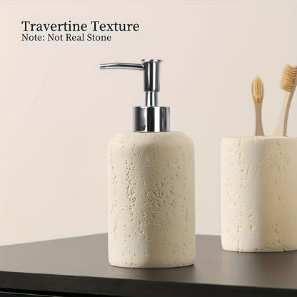 Bathroom Accessories Set, 4PCS Modern Beige Bathroom Accessory Set With Soap Dispenser, Mouthwash Cup & Toothbrush Holder, Tray.