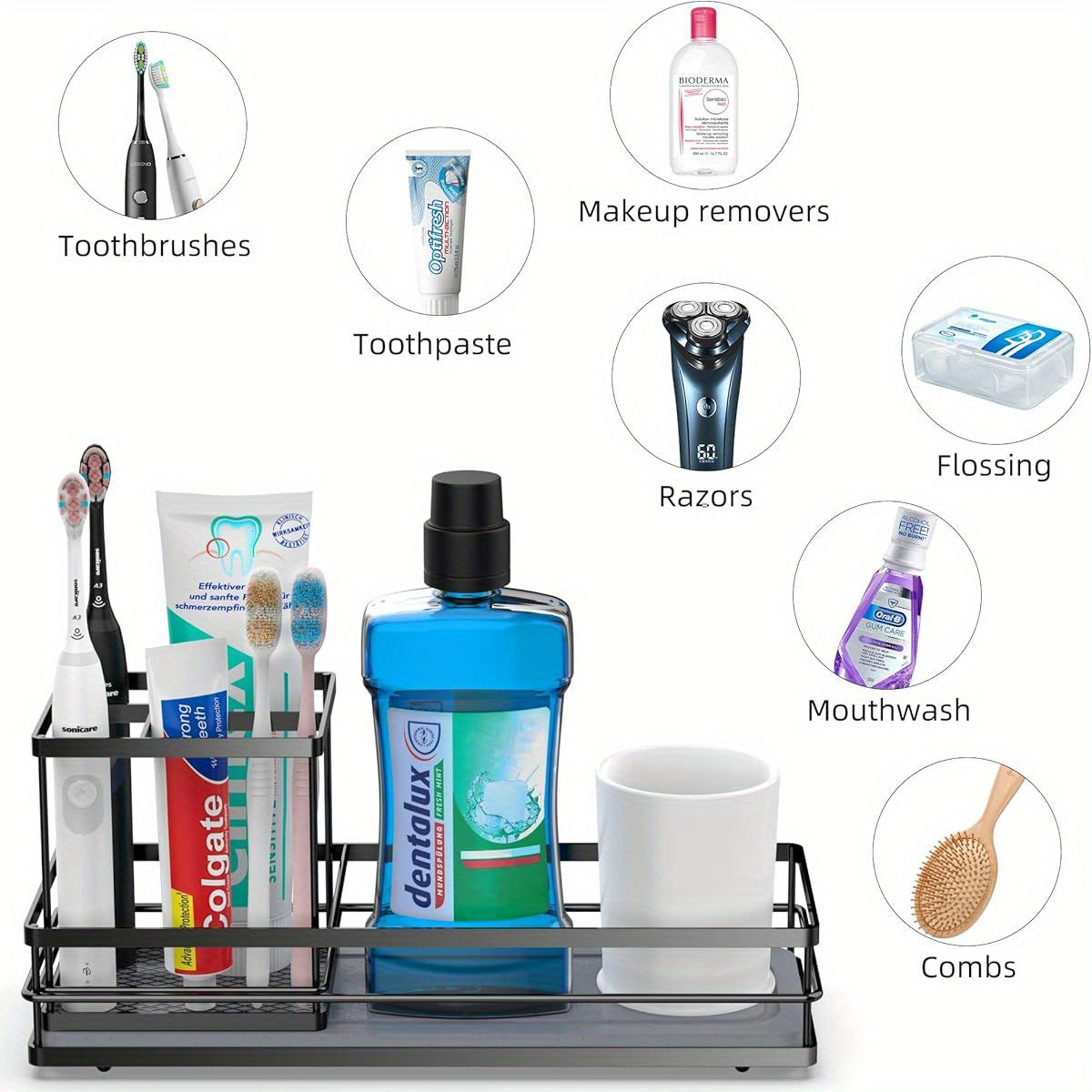 Toothbrush Holders with Water Absorbing Diatomite for Bathrooms, Electric Tooth Brush Toothpaste Holder, Kitchen Countertop Sink Caddy Sponge Organizers and Storage, Stone Drying