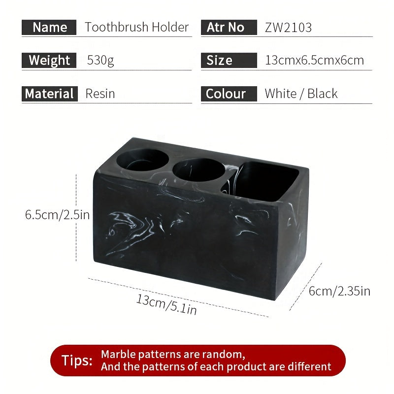1pc Toothbrush Holder Stand, Electric Toothbrush Holder For Bathroom, Imitation Marble Pattern Countertop Bathroom Organizer, Multifunctional Toothbrush Toothpaste Storage Rack, Bathroom Accessories