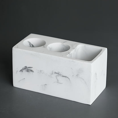 1pc Toothbrush Holder Stand, Electric Toothbrush Holder For Bathroom, Imitation Marble Pattern Countertop Bathroom Organizer, Multifunctional Toothbrush Toothpaste Storage Rack, Bathroom Accessories