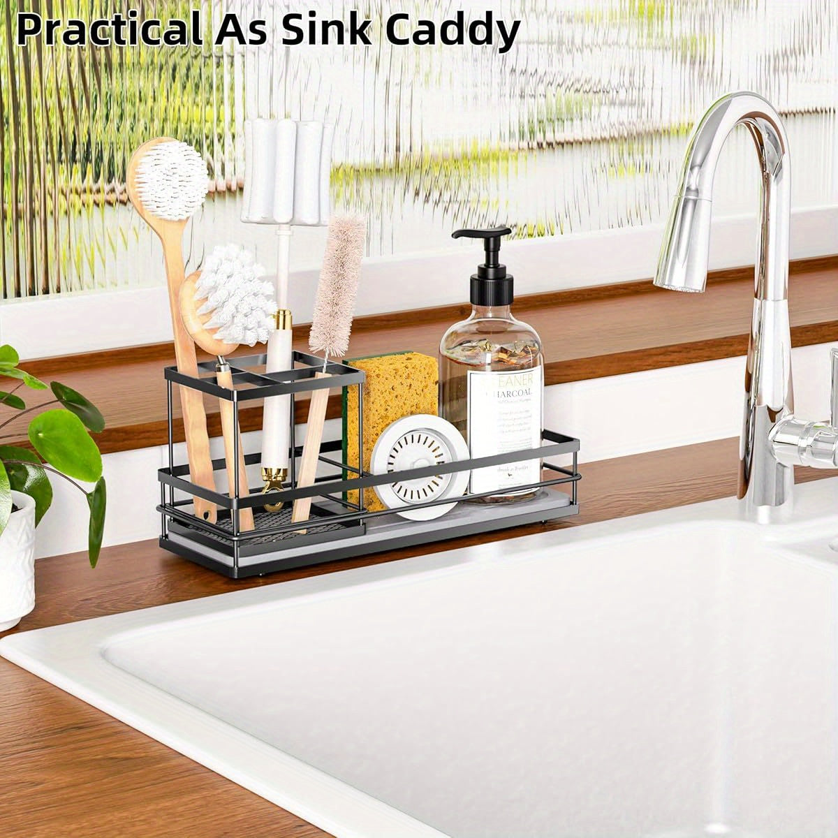 Toothbrush Holders with Water Absorbing Diatomite for Bathrooms, Electric Tooth Brush Toothpaste Holder, Kitchen Countertop Sink Caddy Sponge Organizers and Storage, Stone Drying