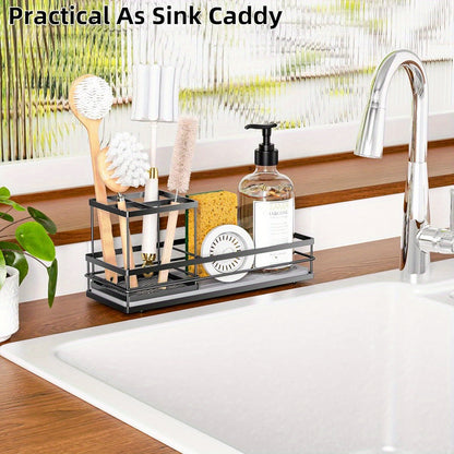 Toothbrush Holders with Water Absorbing Diatomite for Bathrooms, Electric Tooth Brush Toothpaste Holder, Kitchen Countertop Sink Caddy Sponge Organizers and Storage, Stone Drying